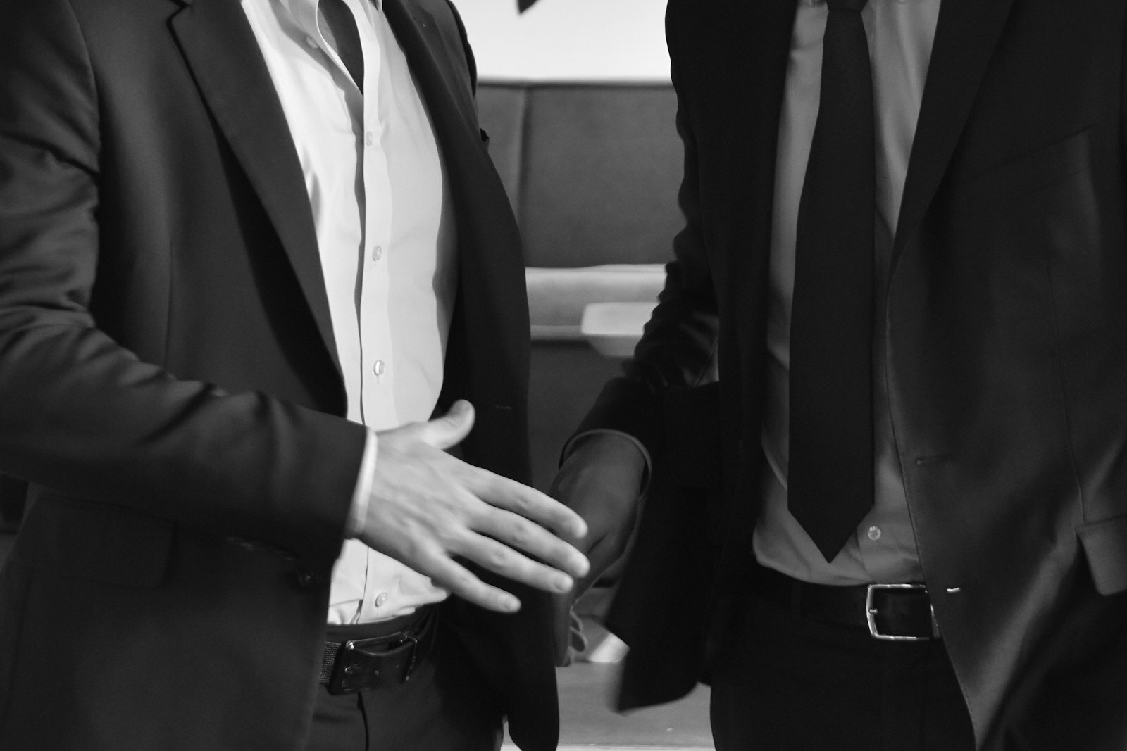 Businessmen are shaking hands in a professional gesture